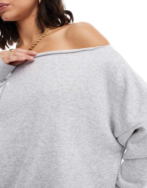 Cotton On one shoulder knit jumper in grey marle