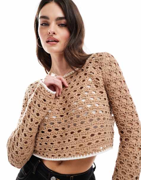 Cotton On - Open gebreide sweater met blote schouders en zonder sluiting in carmeluxe - view 1