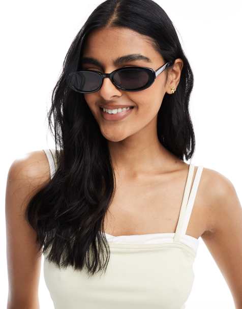 Cotton On ophelia oval sunglasses in black - view 1