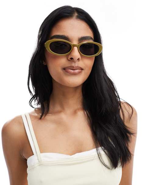 Cotton On ophelia oval sunglasses in cactus green - view 1