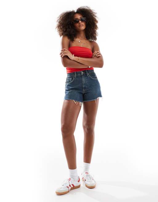 Cotton On Original cut off denim short in blue - MBLUE