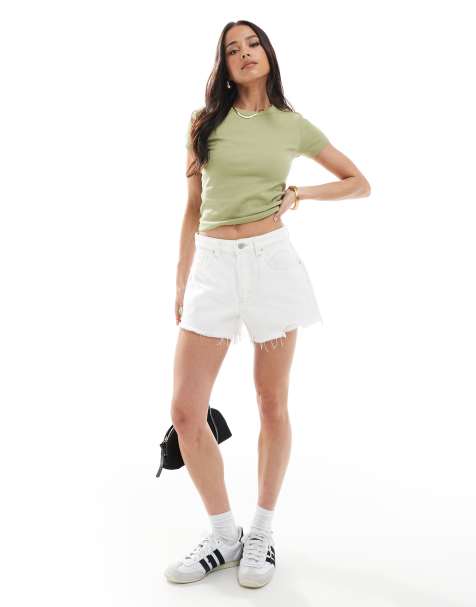 Cotton On Original cut off denim short in white - view 1