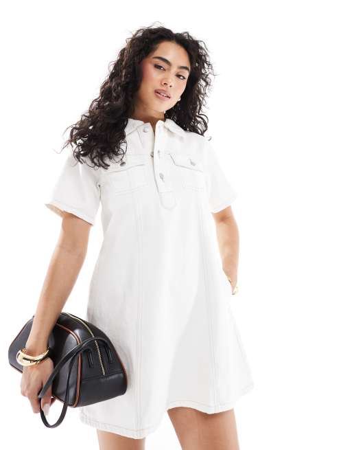 Cotton On Original denim mini dress in white | ASOS