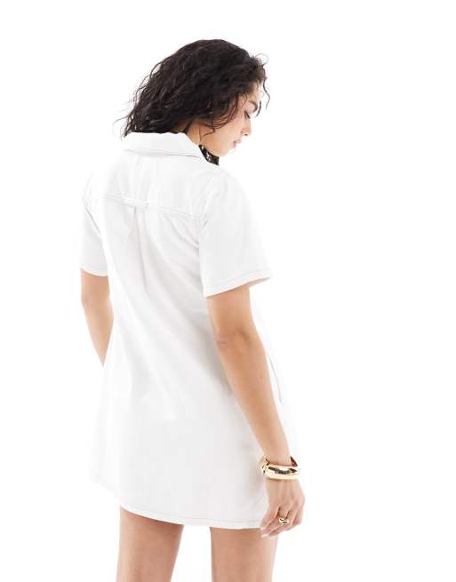 Cotton On Original denim mini dress in white | ASOS