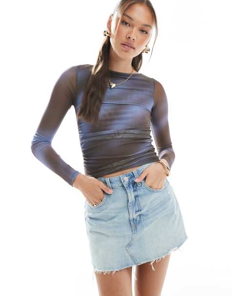 Cotton On original denim mini skirt in air blue worn