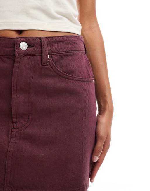 Cotton On original denim mini skirt in berry, 4 of 5