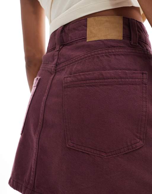 Cotton On original denim mini skirt in berry, 5 of 5