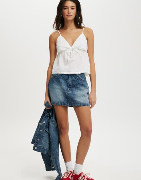 Cotton On Original denim mini skirt in blue 