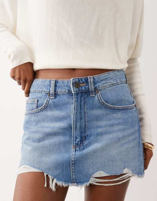 Cotton On original denim mini skirt in bobby blue rip, 3 of 5