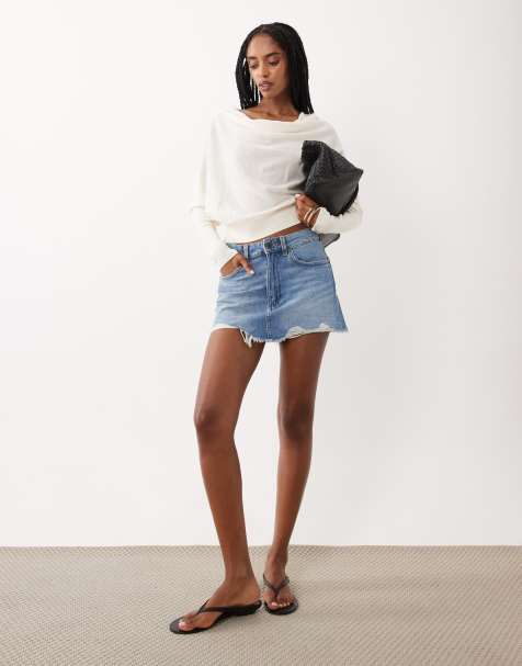 Cotton On original denim minikjol i bobby blue med revor - view 1