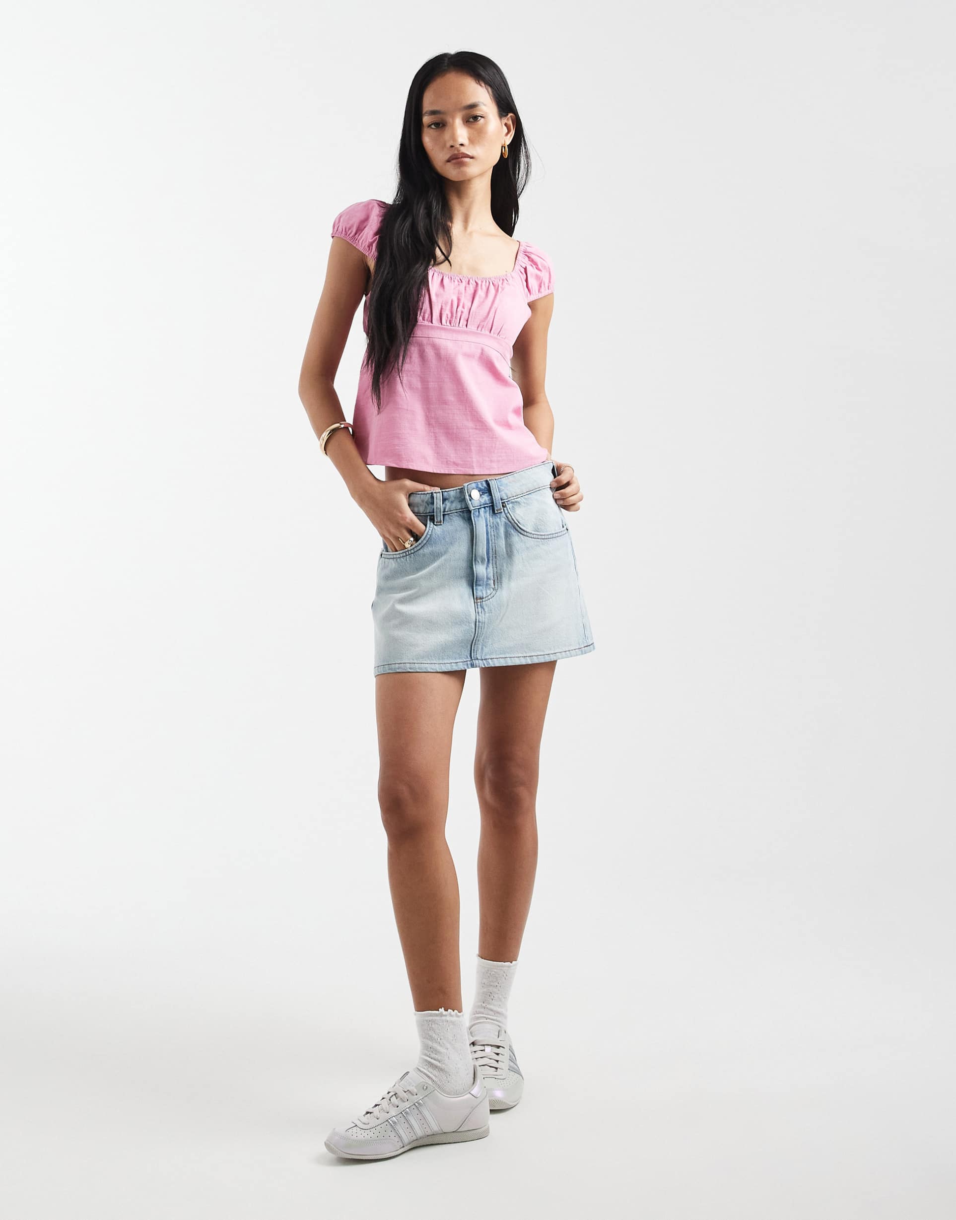 cotton on original denim skirt in notion blue