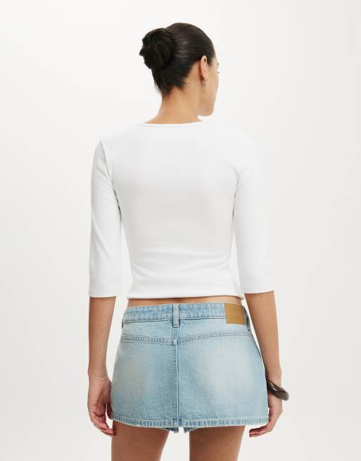 Cotton On Original denim skort in blue, 4 of 4