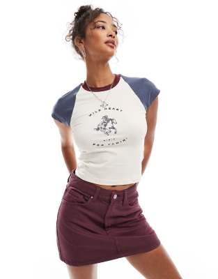 Cotton On - Original - Mini-Jeansrock in Beerenrot-Lila