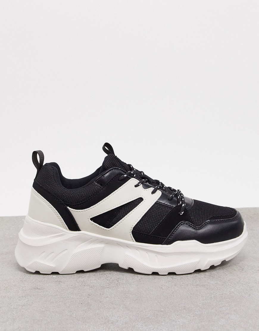 Cotton On - Oskar - Sneakers con suola spessa bianche e nere-Nero