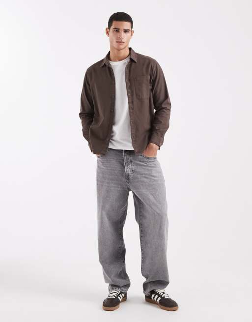 Cotton On - Overhemd met lange mouwen in chocoladebruin met wassing, 2 van 5
