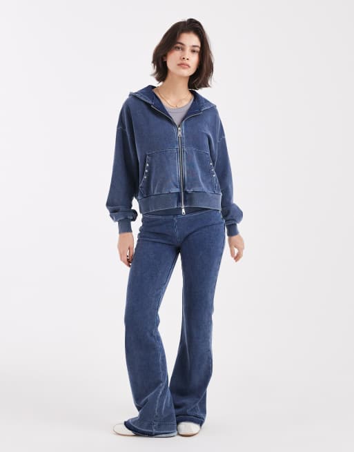 Cotton On – Oversize-Kapuzenpullover in indigoblauer Färbung mit Raglanärmeln, Kombiteil, 2 von 4