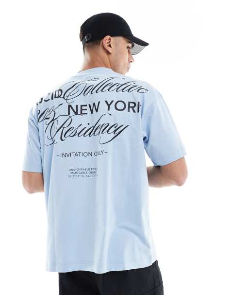 Cotton On – Oversize-T-Shirt in Perlenblau mit Grafikprint - view 1