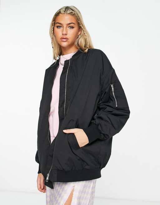 Cotton On oversized bomber jacket in black | ASOS