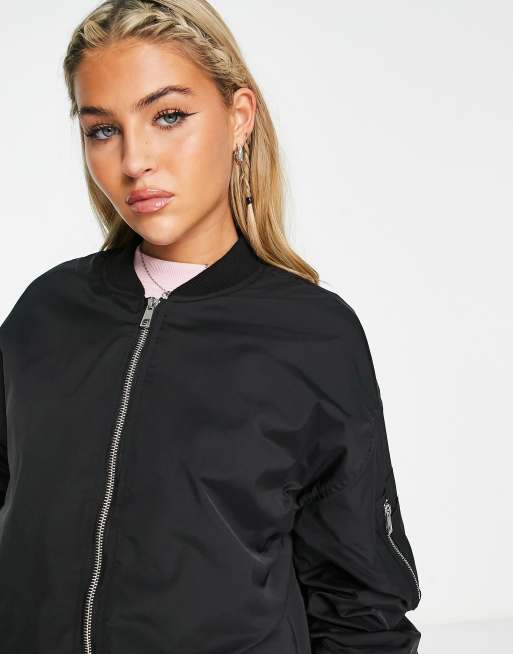 Black cotton shop bomber jacket womens