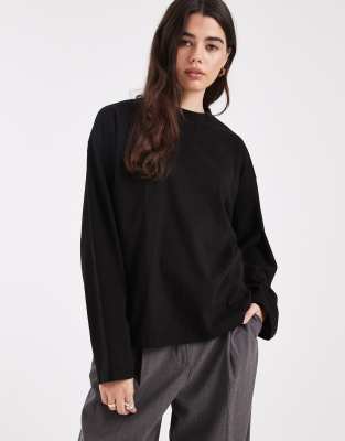 Cotton On Oversized Boxy Long Sleeve T-shirt In Black