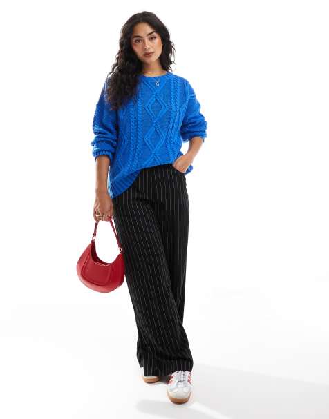 Cotton On oversized cable knit sweater in cobalt blue - view 1