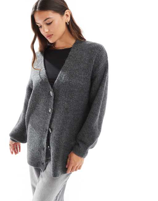 Cotton On Oversized Cardigan in Charcoal Heather Gray