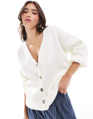 Cotton:on Cotton On Oversized Cardigan In Porcelain-white