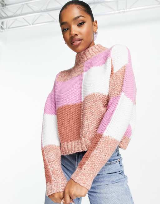Cotton On oversized checkerboard jumper in multi 