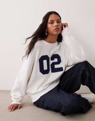 Cotton On Oversized Fluffy Knit Sweatshirt In White