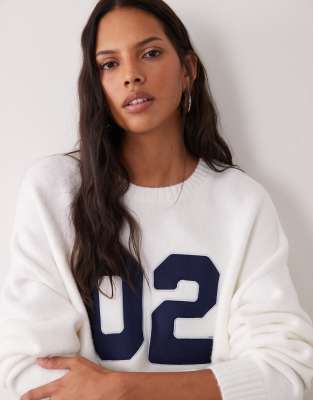 Cotton On Oversized Fluffy Knit Sweatshirt In White