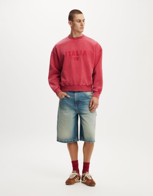 Cotton On Oversized graphic crew sweater in red, 3 of 4