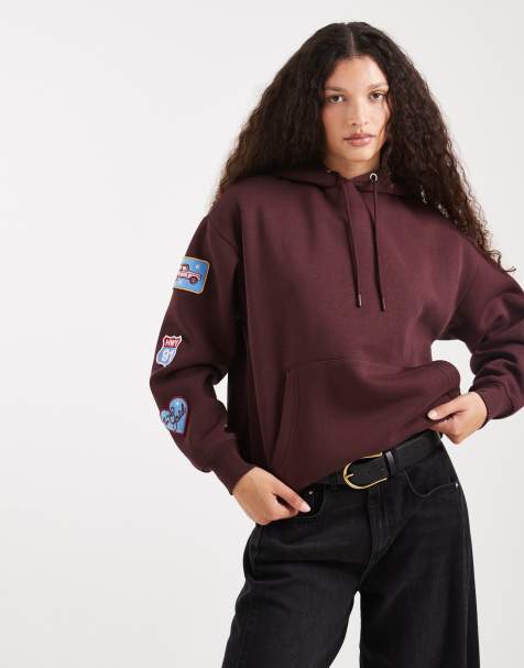 Cotton On - Oversized hoodie met grafische print in bordeauxrood - view 1
