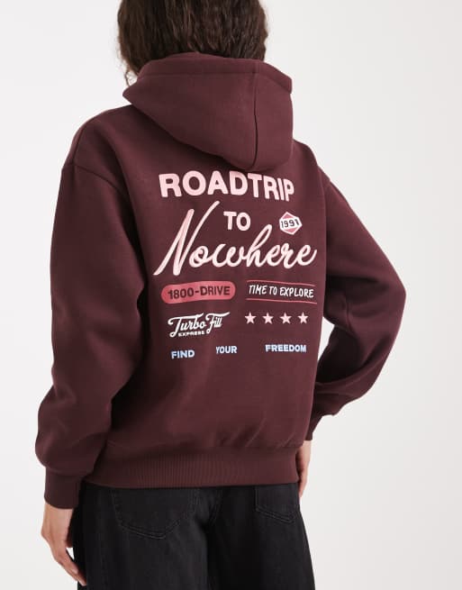 Cotton On - Oversized hoodie met grafische print in bordeauxrood, 3 van 4