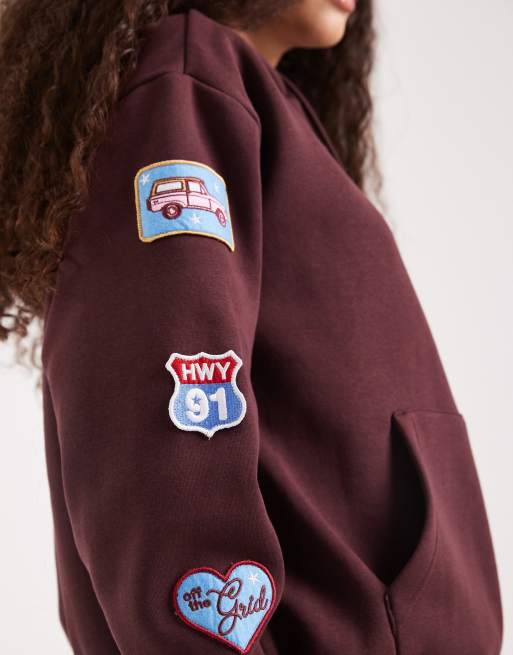 Cotton On - Oversized hoodie met grafische print in bordeauxrood, 4 van 4