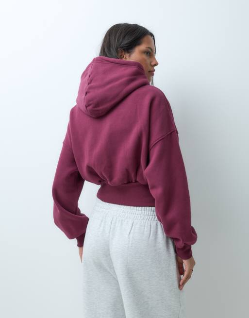 Cotton On oversized hættetrøje med lynlås i vasket mørk fig, 4 af 5