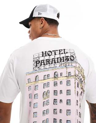 Cotton On Cotton On oversized t-shirt with hotel paradiso graphic-White