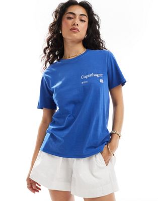 Cotton:on Cotton On Oversized T-shirt With Retro Copenhagen Graphic In Blue