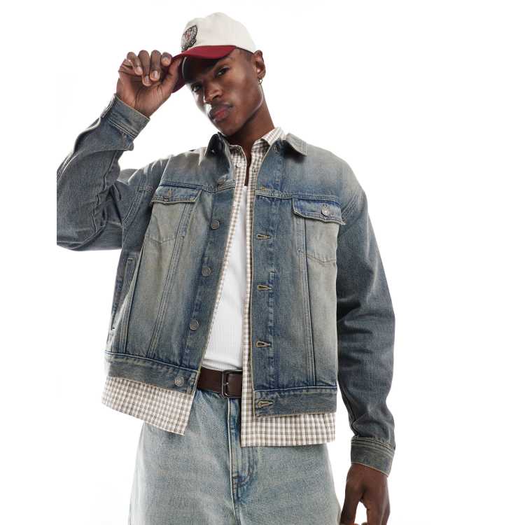 Cotton On oversized trucker jacket in sandstorm blue | ASOS