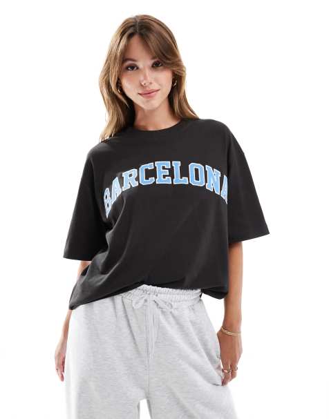 Cotton On oversized washed black t-shirt with Barcelona print - view 1