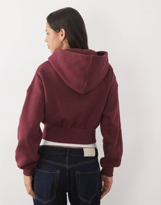 Cotton On oversized zip through hoodie in dark fig, 3 of 4