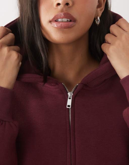 Cotton On oversized zip through hoodie in dark fig, 4 of 4