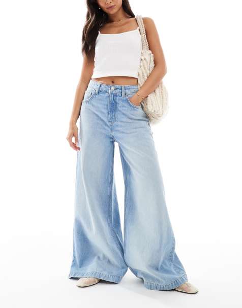 Cotton On Palazzo wide jeans in cassette blue - view 1