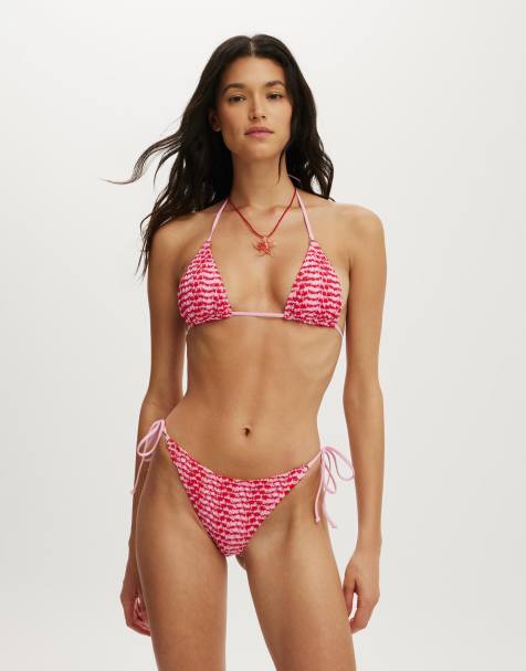 Cotton On Palm springs crochet micro thong bikini bottom in red - view 1