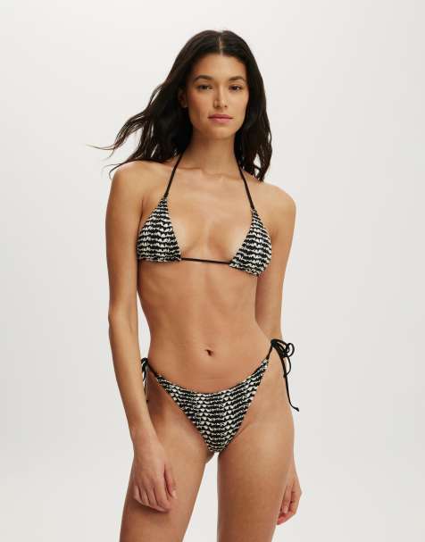 Cotton On Palm springs crochet micro triangle bikini top in black - view 1