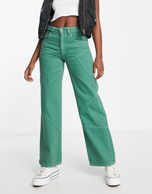 Green straight hot sale jeans