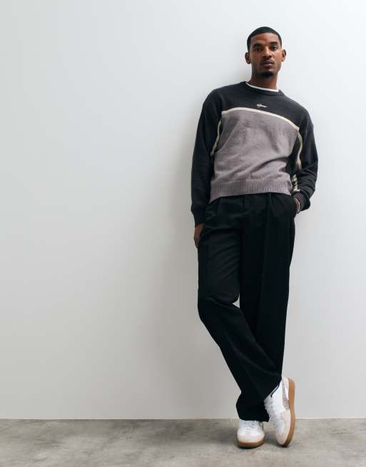 Cotton On panelled crew knit in black splice, 3 of 5