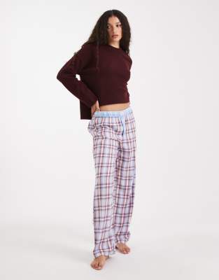 Cotton On - Pantalon à carreaux ample en flanelle - Rose
