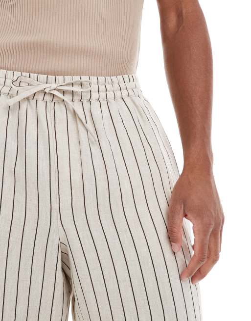 Cotton On - Pantalon baggy rayé en lin - Avoine, 2 de 5