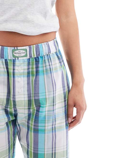 Cotton On - Pantalon boyfriend style caleçon à carreaux - Bleu/vert, 4 de 5