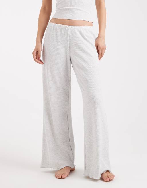 Cotton On - Pantalon d'ensemble de pyjama ample en tissu gaufré - Gris clair chiné, 2 de 4